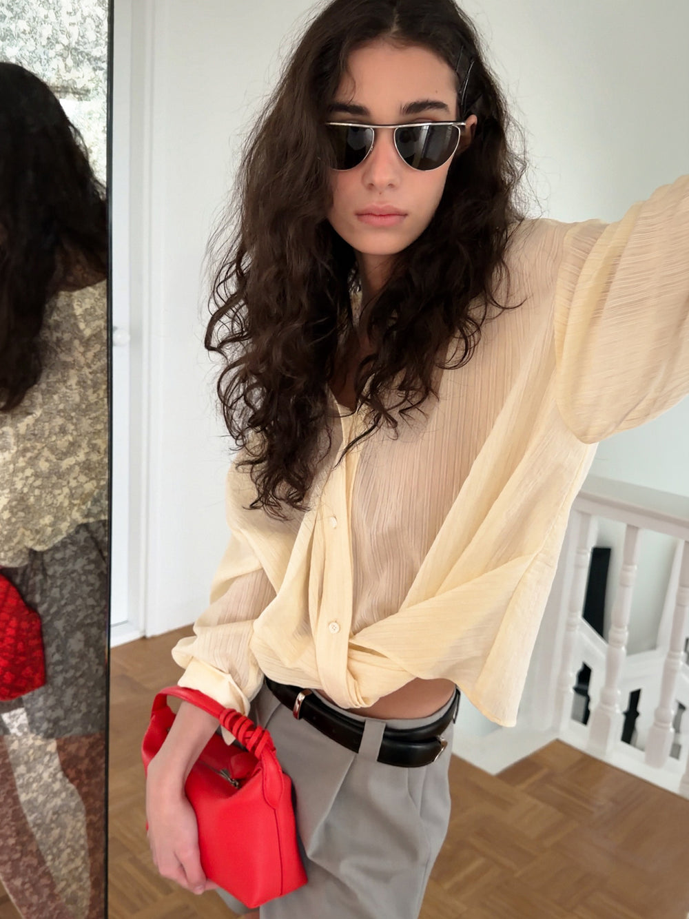 Seersucker Twist Shirt Yellow