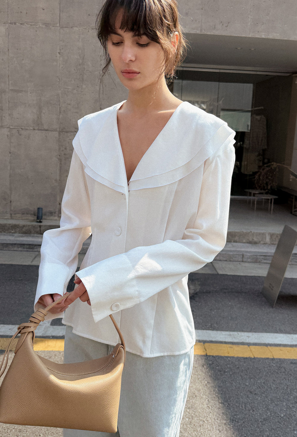 Ruffled shirt blouse