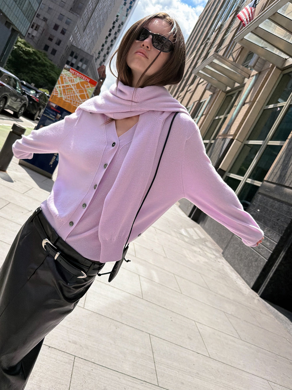 Cashmere 100 Padded Cardigan Lavender