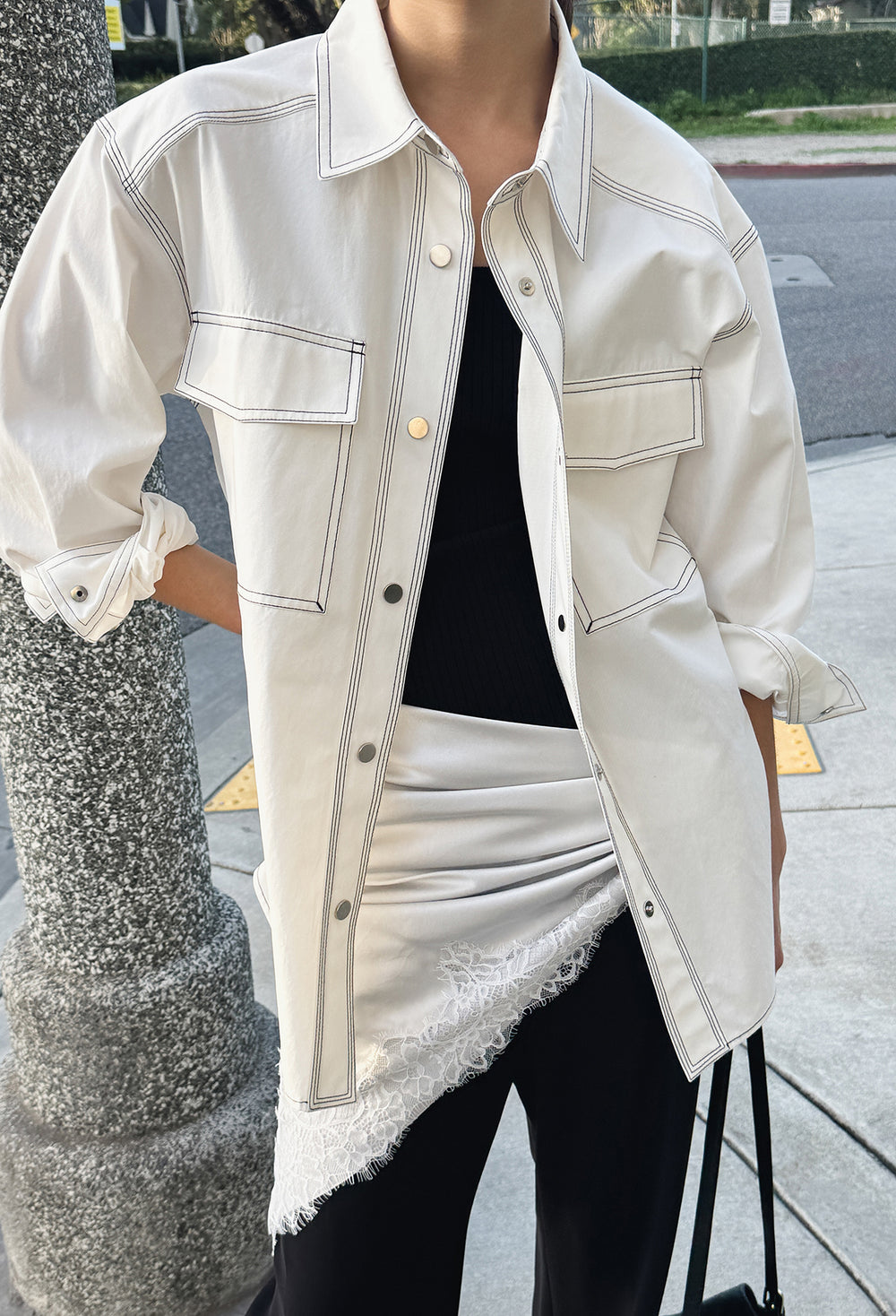Lace Silk Scarf Silver