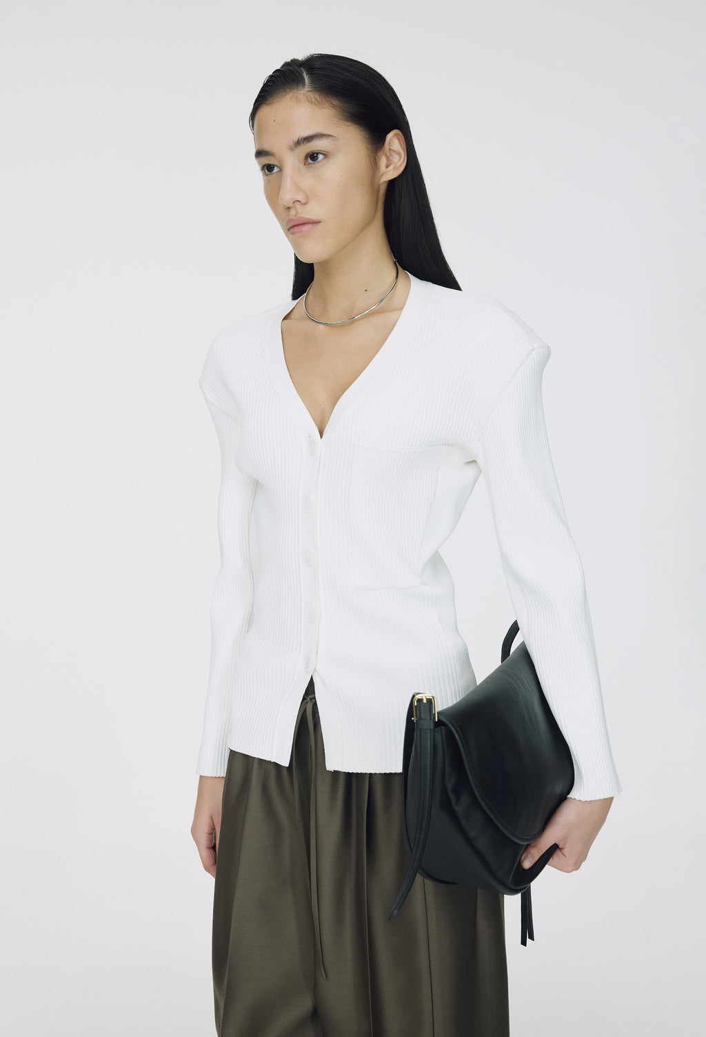 Hourglass V-neck Cardigan Ivory
