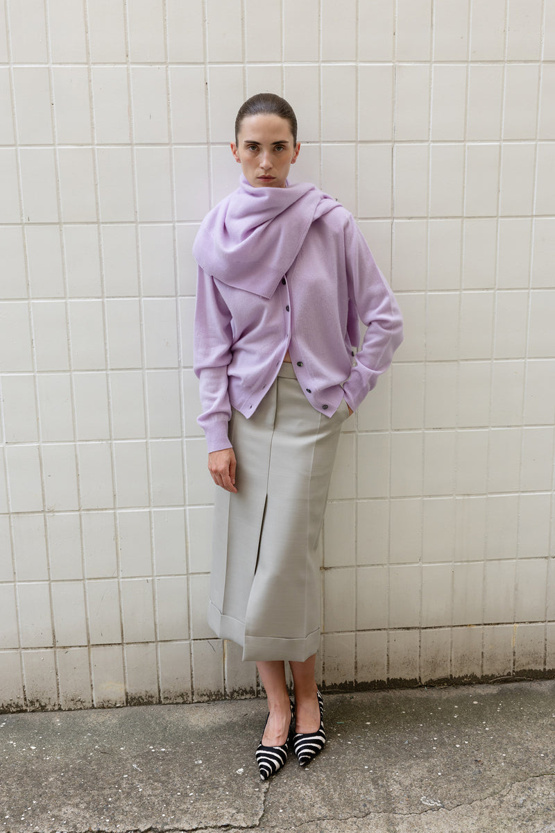 Cashmere 100 Padded Cardigan Lavender