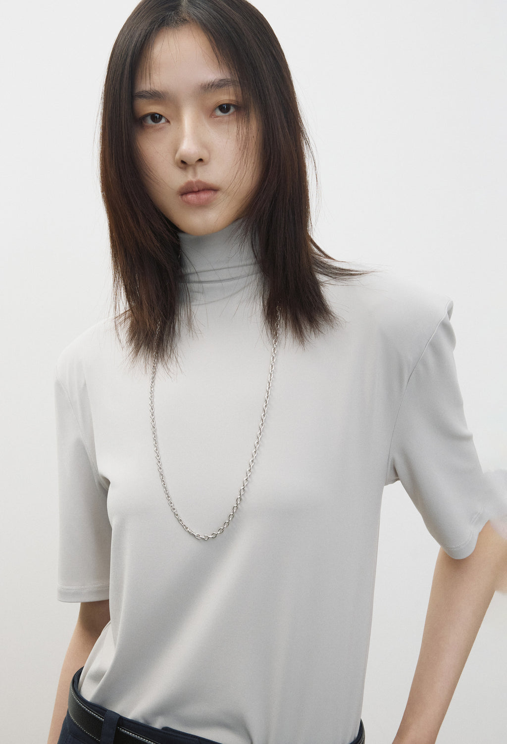 패드 반팔 탑 베이지