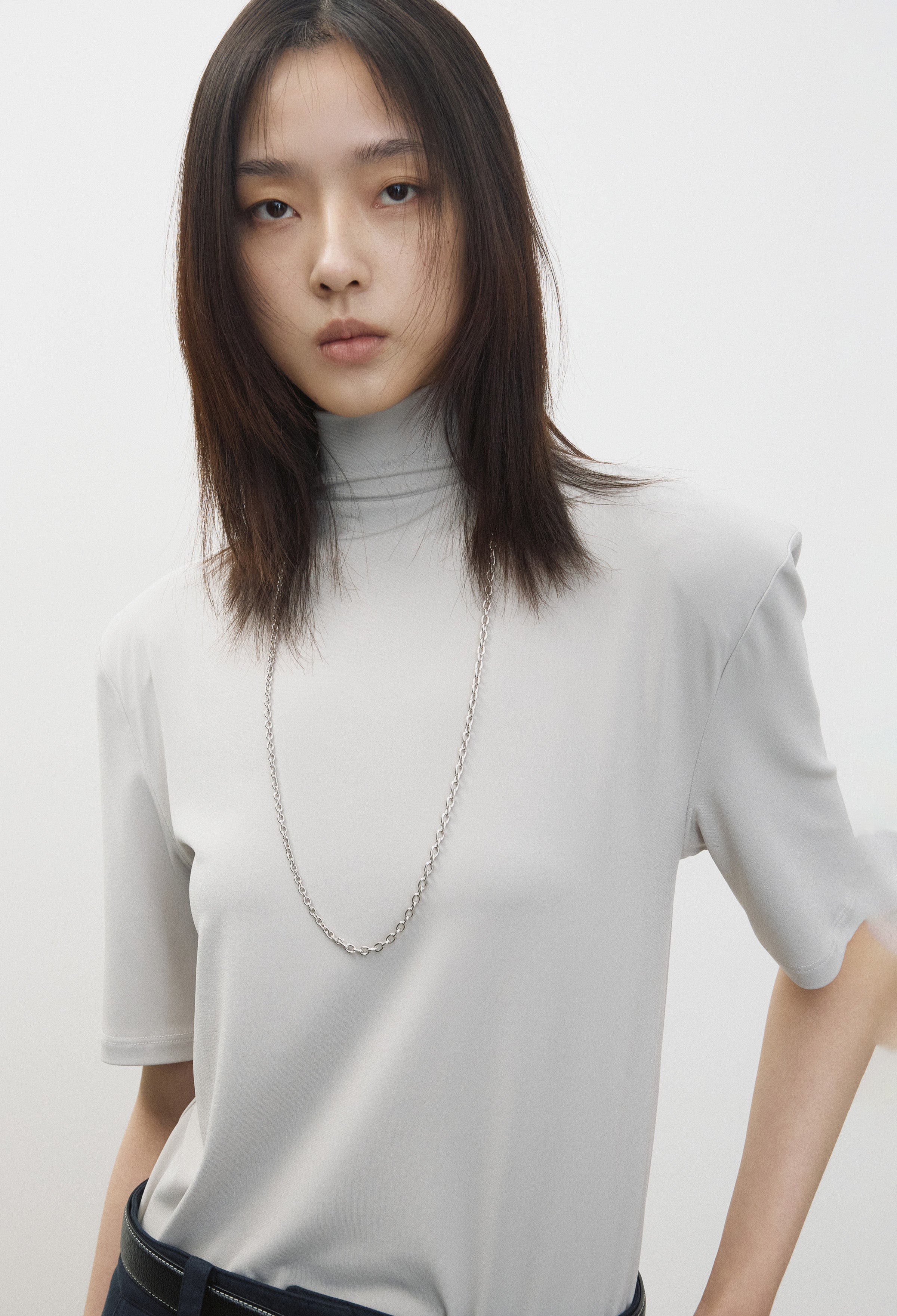 패드 반팔 탑 베이지
