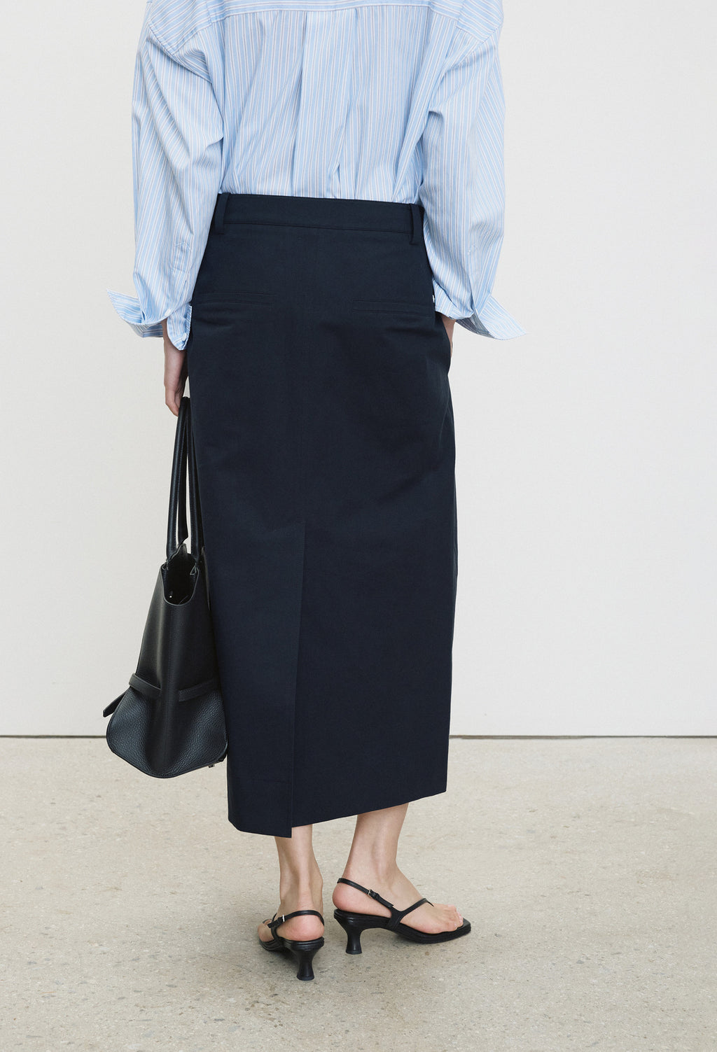 Cotton Tuck Skirt Navy