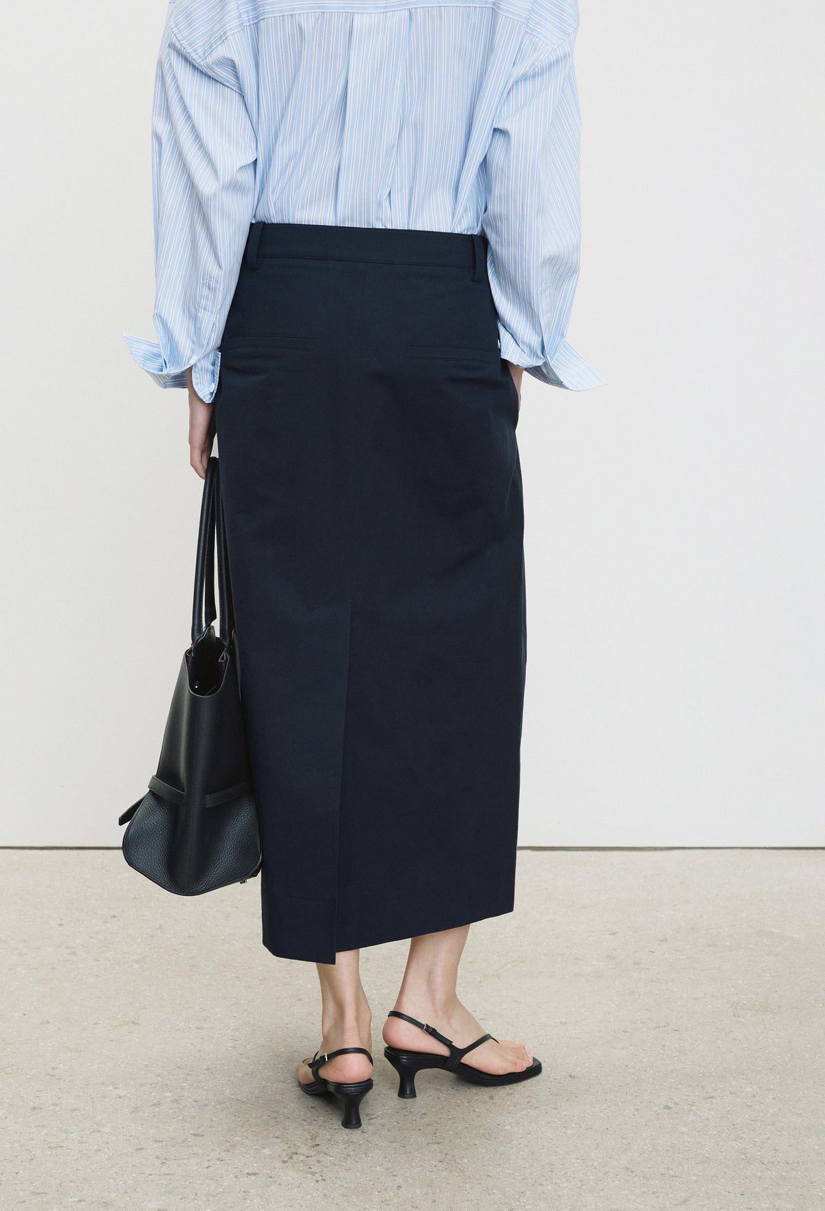 Cotton Tuck Skirt Navy