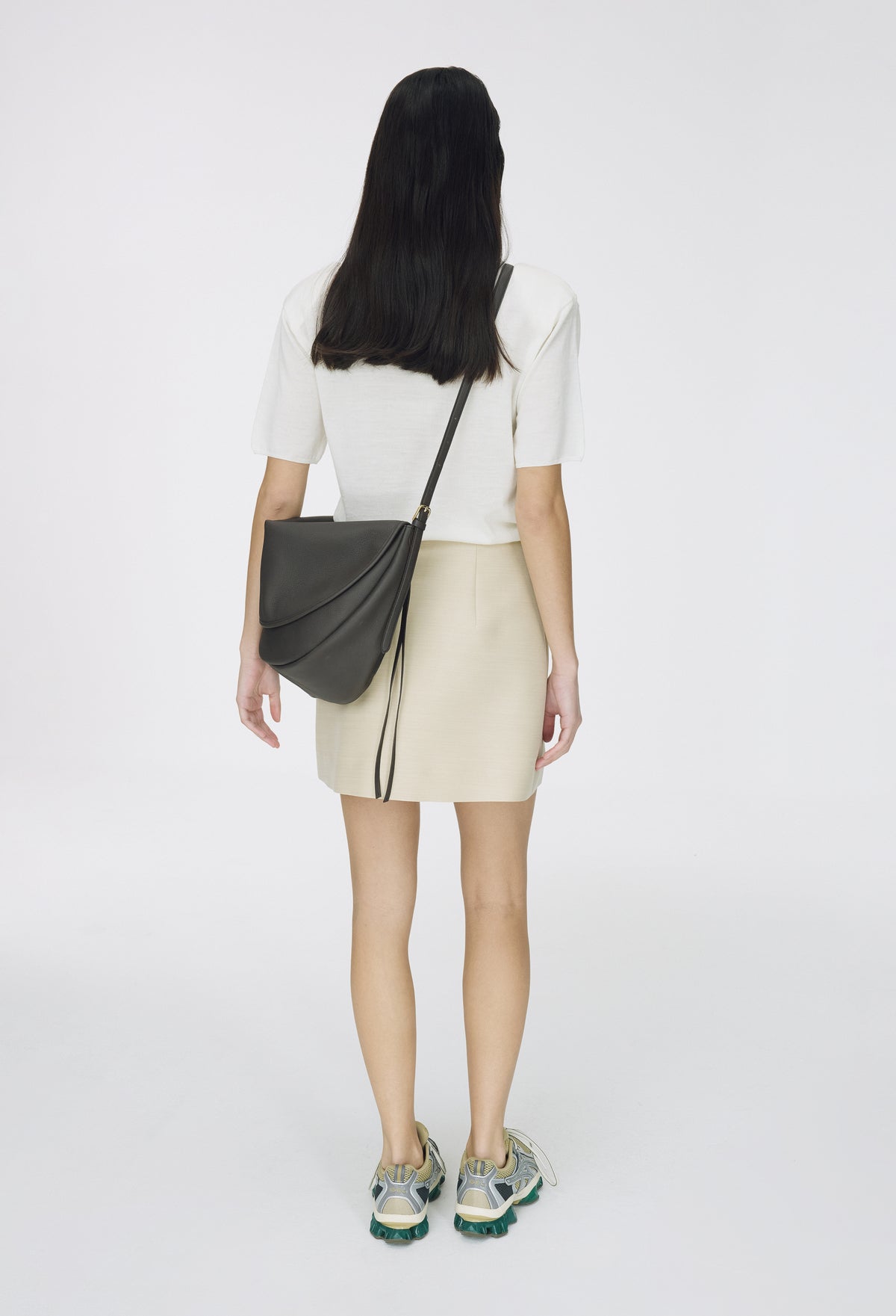 Wool Wrap Mini Skirt Beige