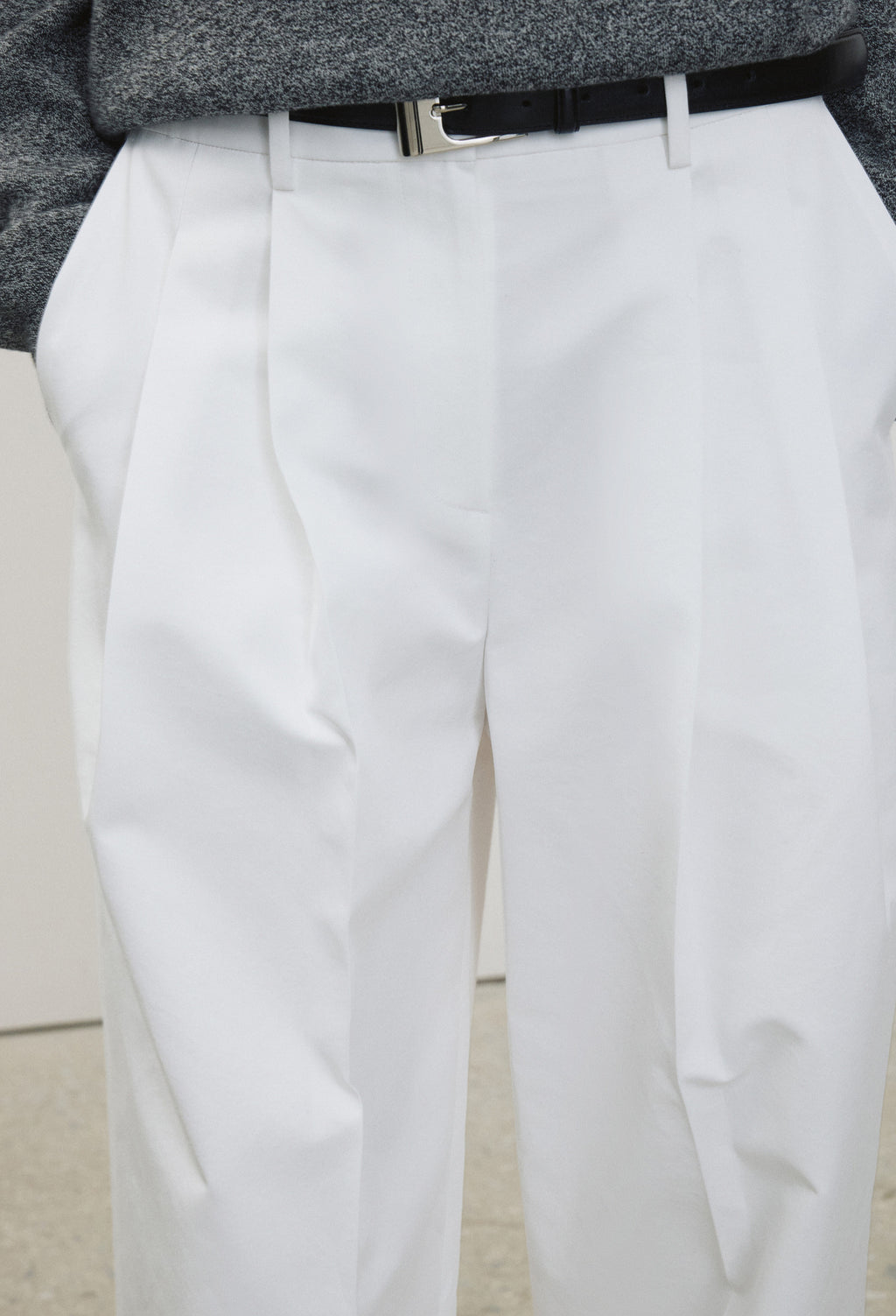 Cotton Wide Trousers White