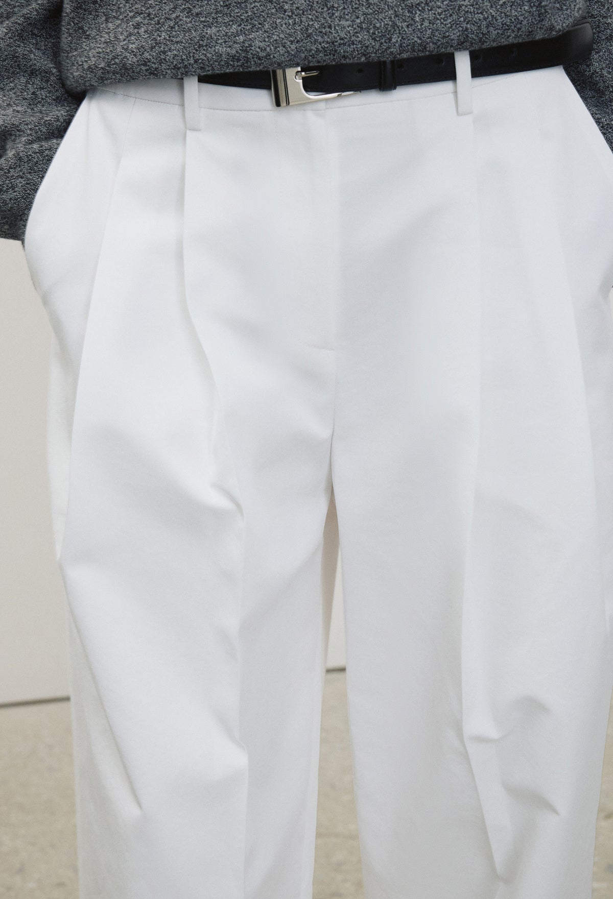 Cotton Wide Trousers White
