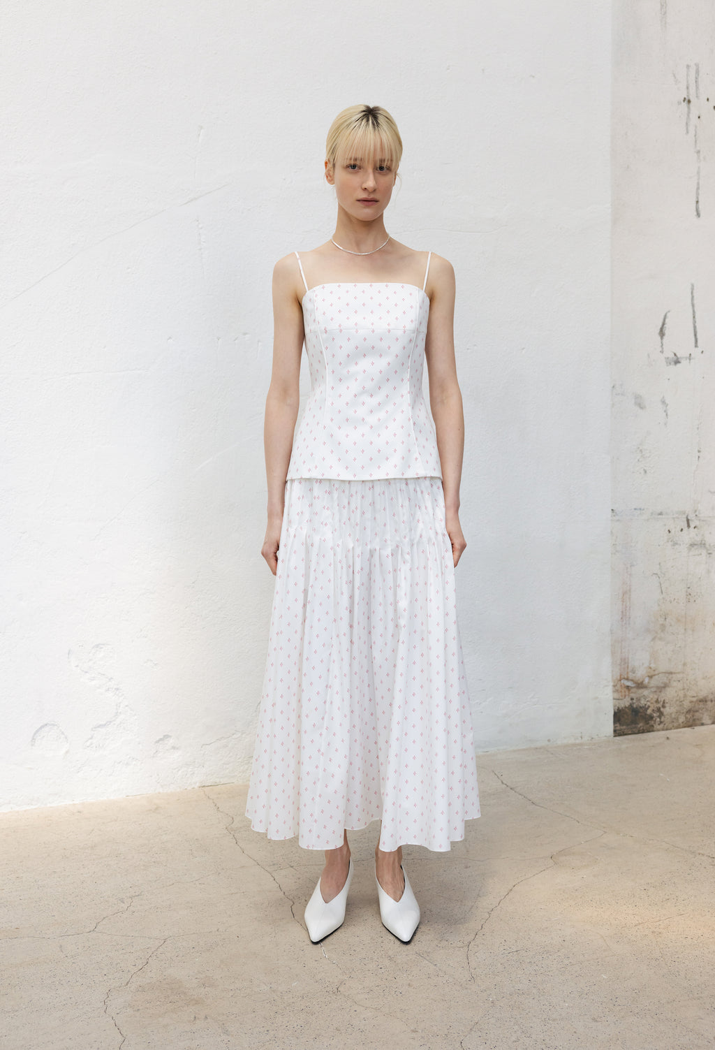 Pintuck full skirt white