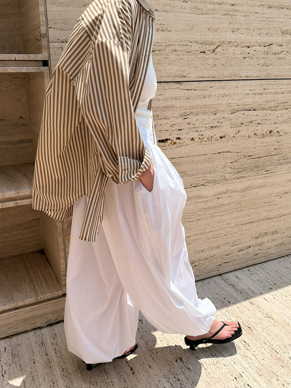 Parachute Banding Pants White