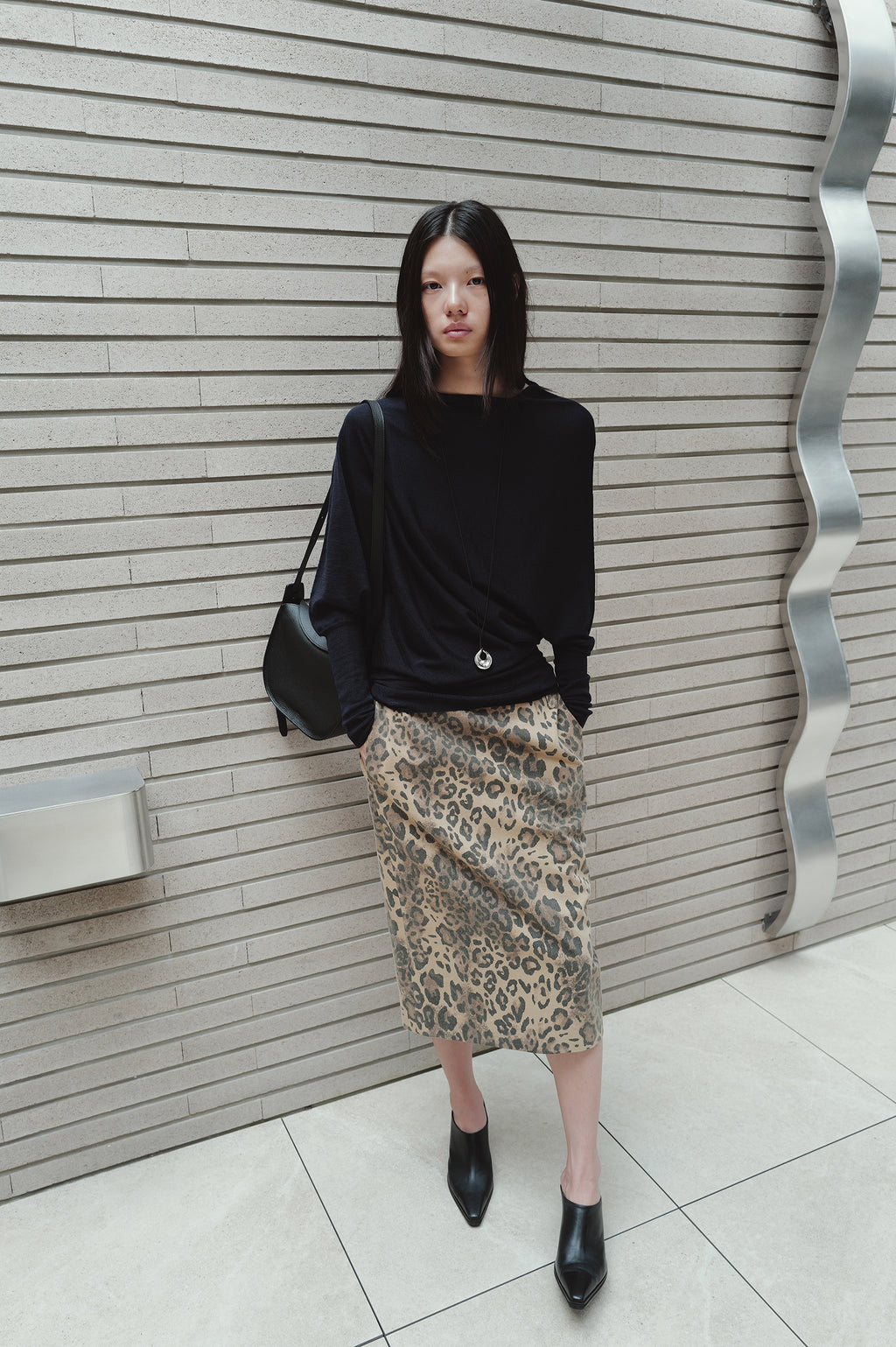 Leopard Midi Skirt Beige