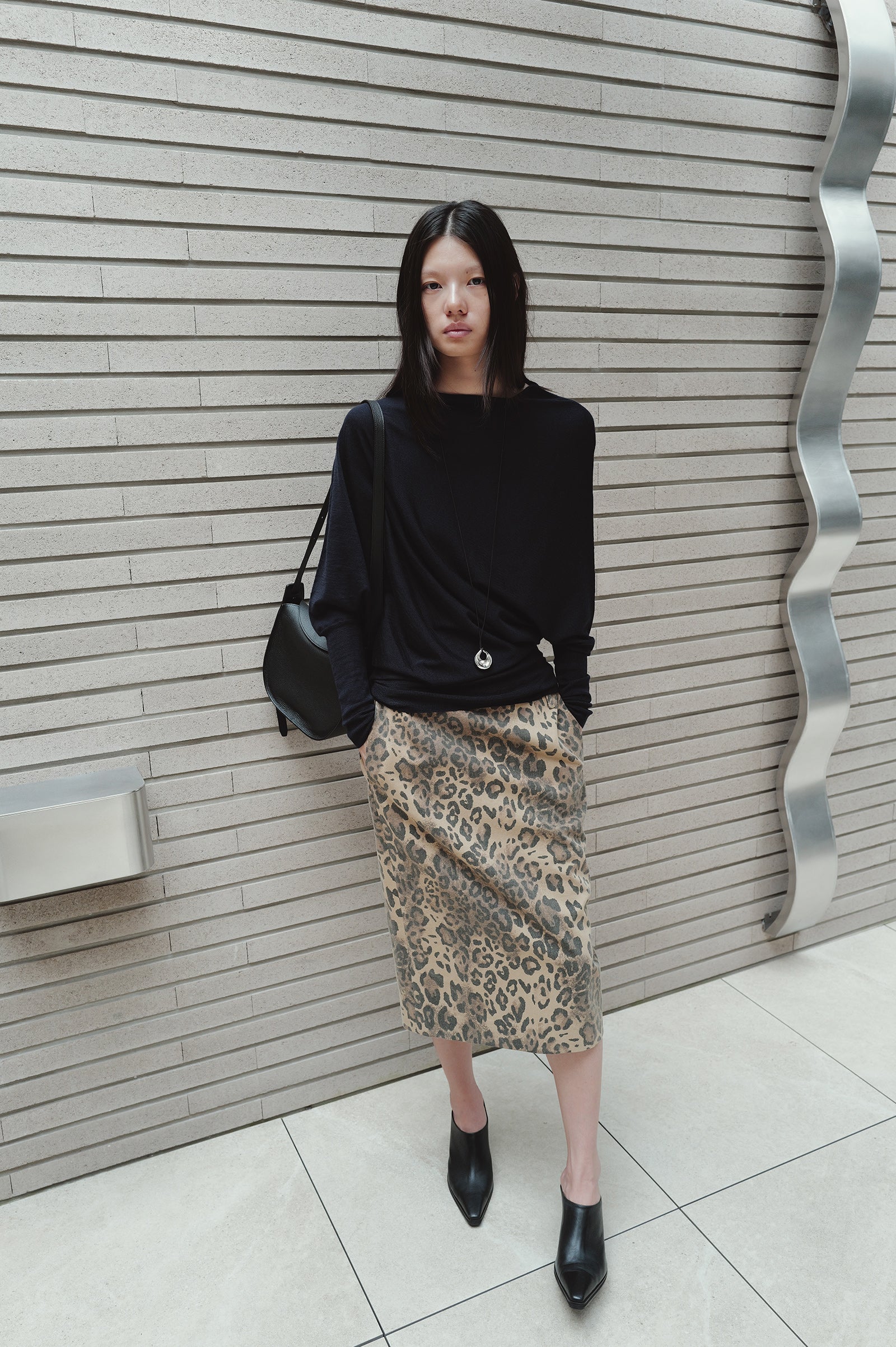 Leopard Midi Skirt Beige