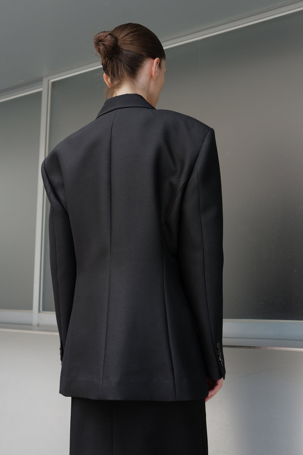 Wool Silk Blazer Black
