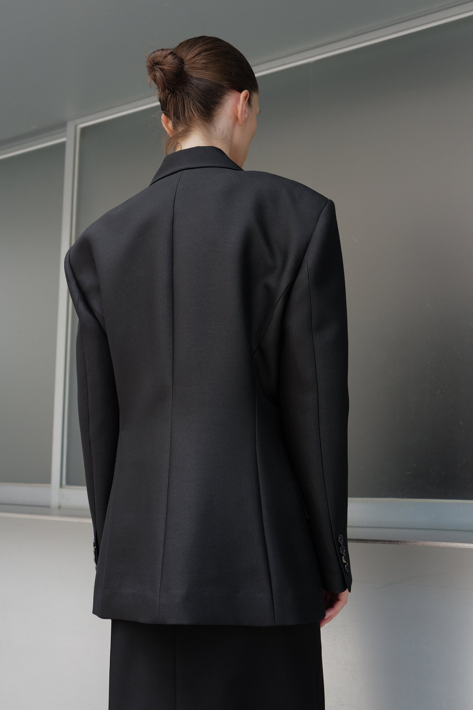 Wool Silk Blazer Black