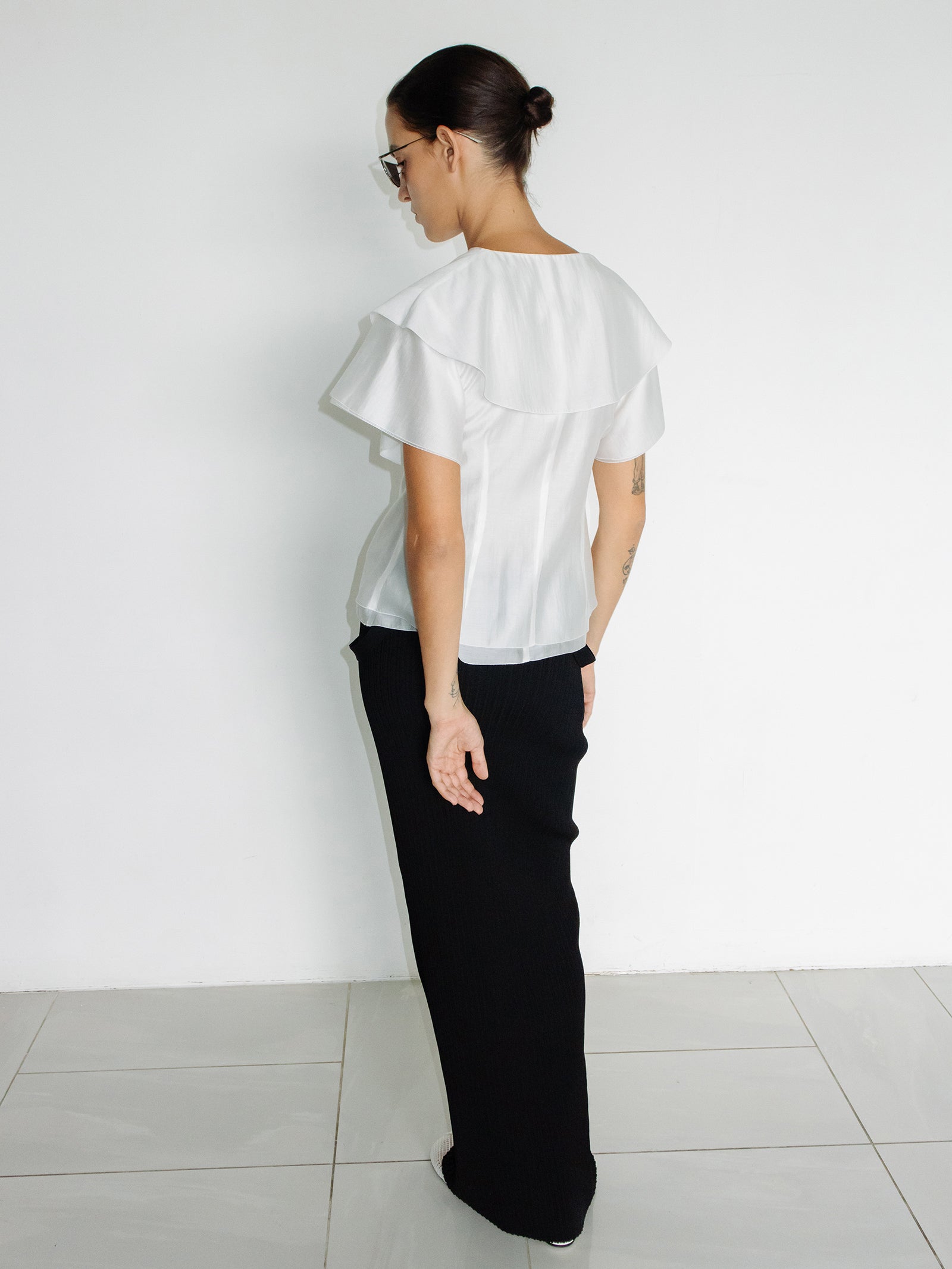 Ruffle Peplum Blouse Ivory
