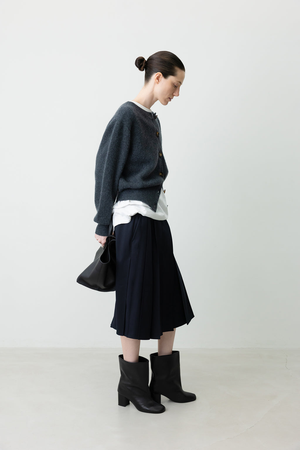 Cashmere 100 Double-faced Cardigan Charcoal