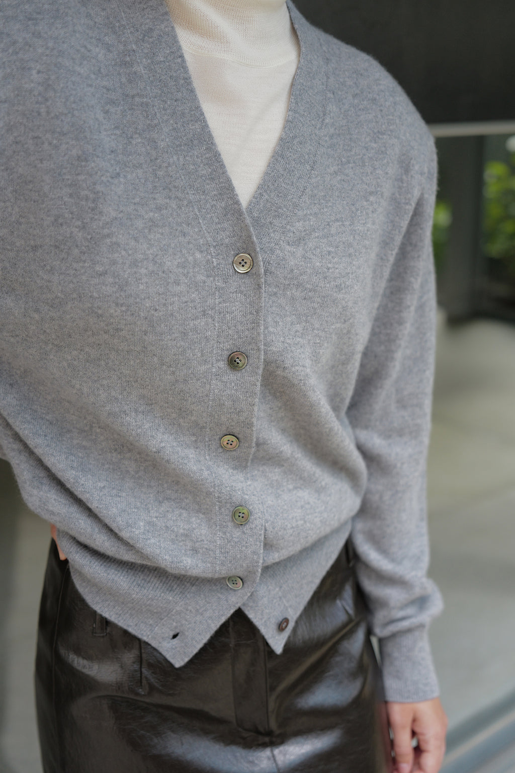 Cashmere 100 Padded Cardigan Grey