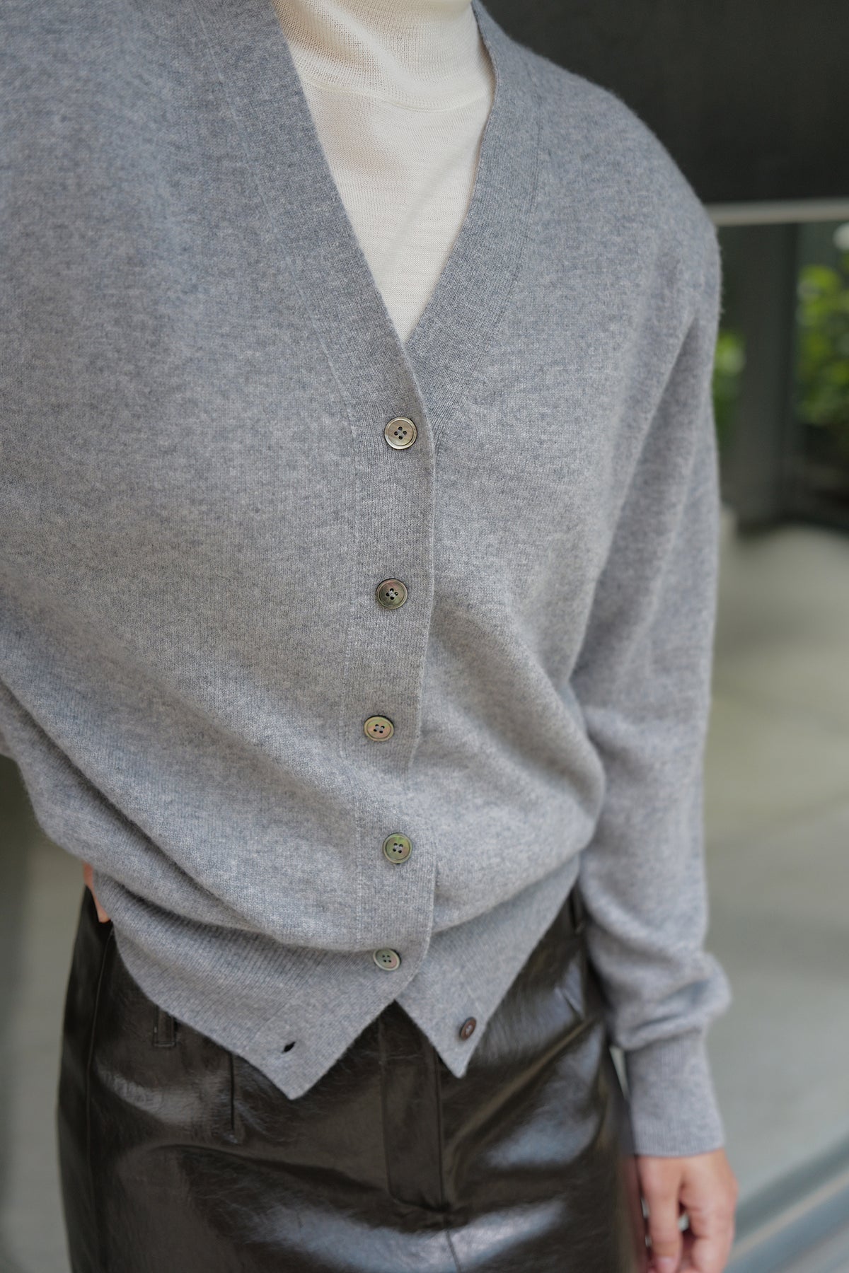 Cashmere 100 Padded Cardigan Grey