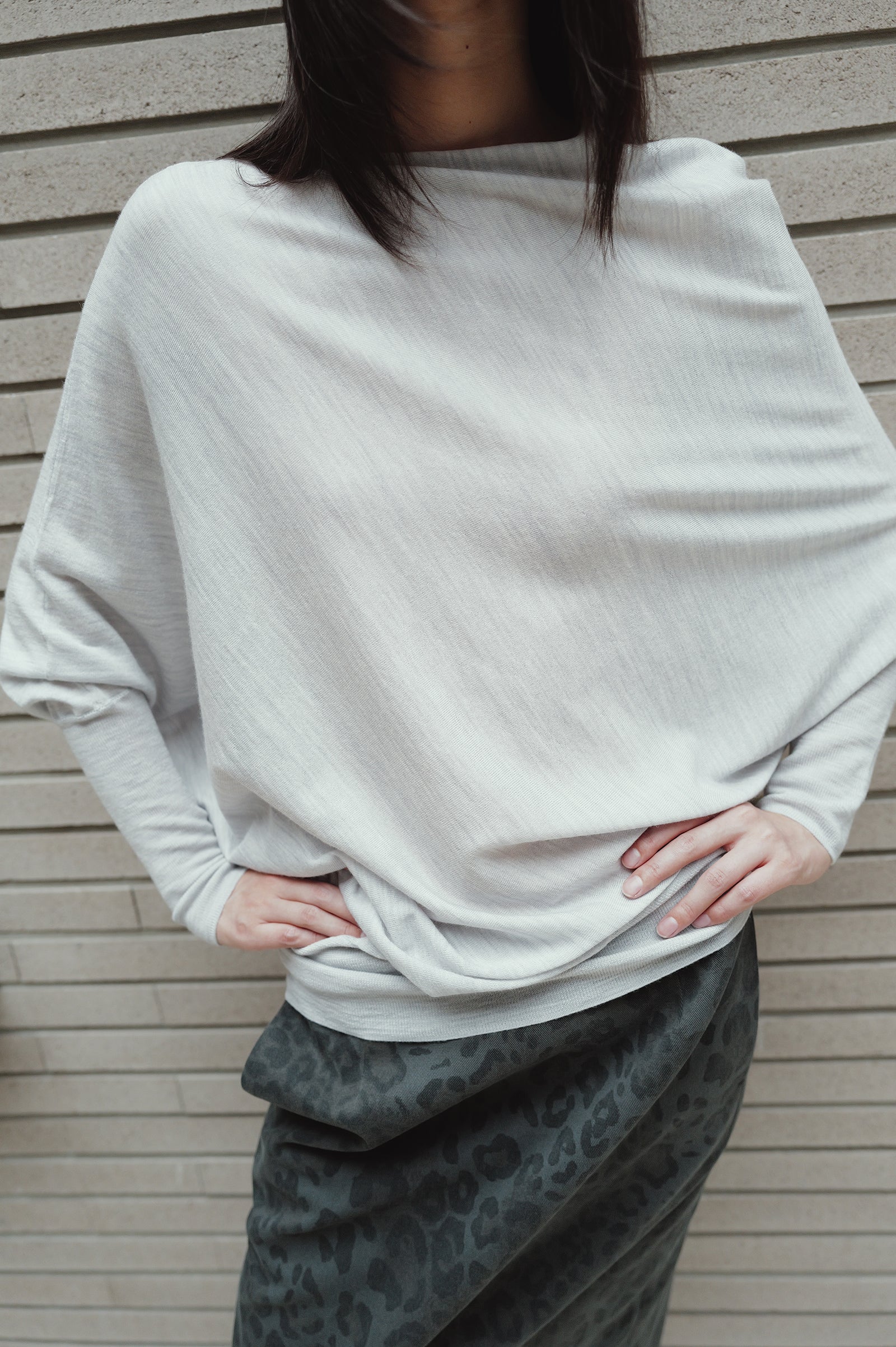 Washable 100% Wool Pullover Light Gray