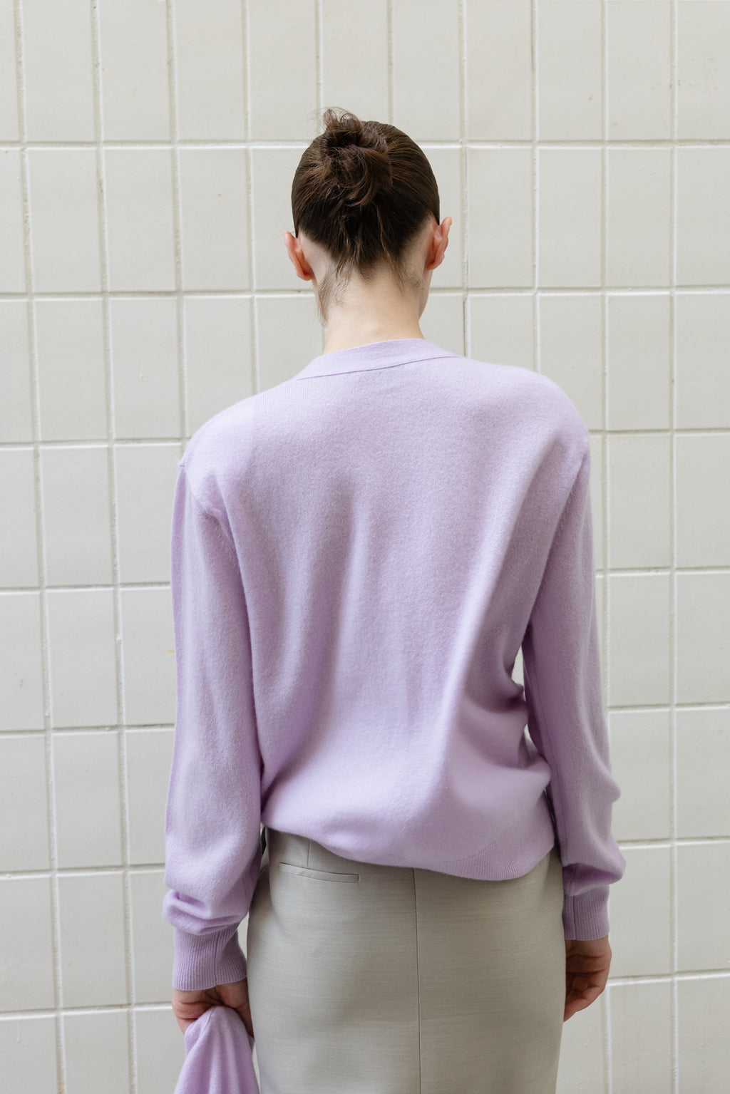 Cashmere 100 Padded Cardigan Lavender