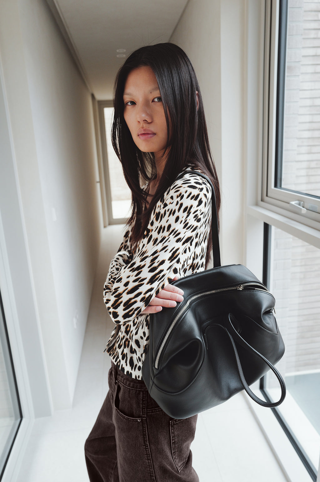 Leopard knit cardigan