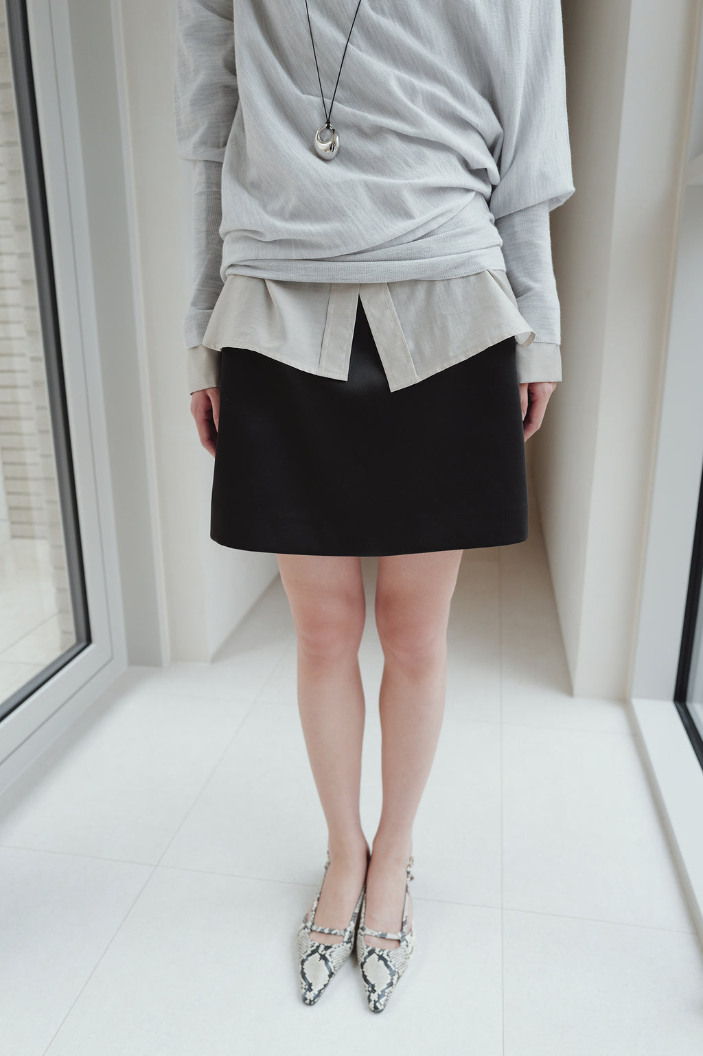 Satin mini skirt