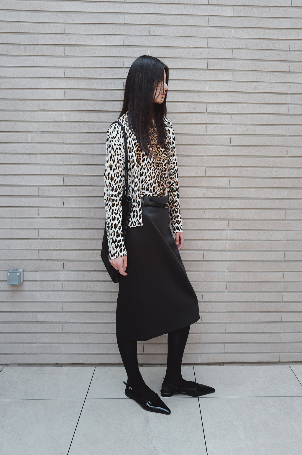 Satin Midi Skirt Black