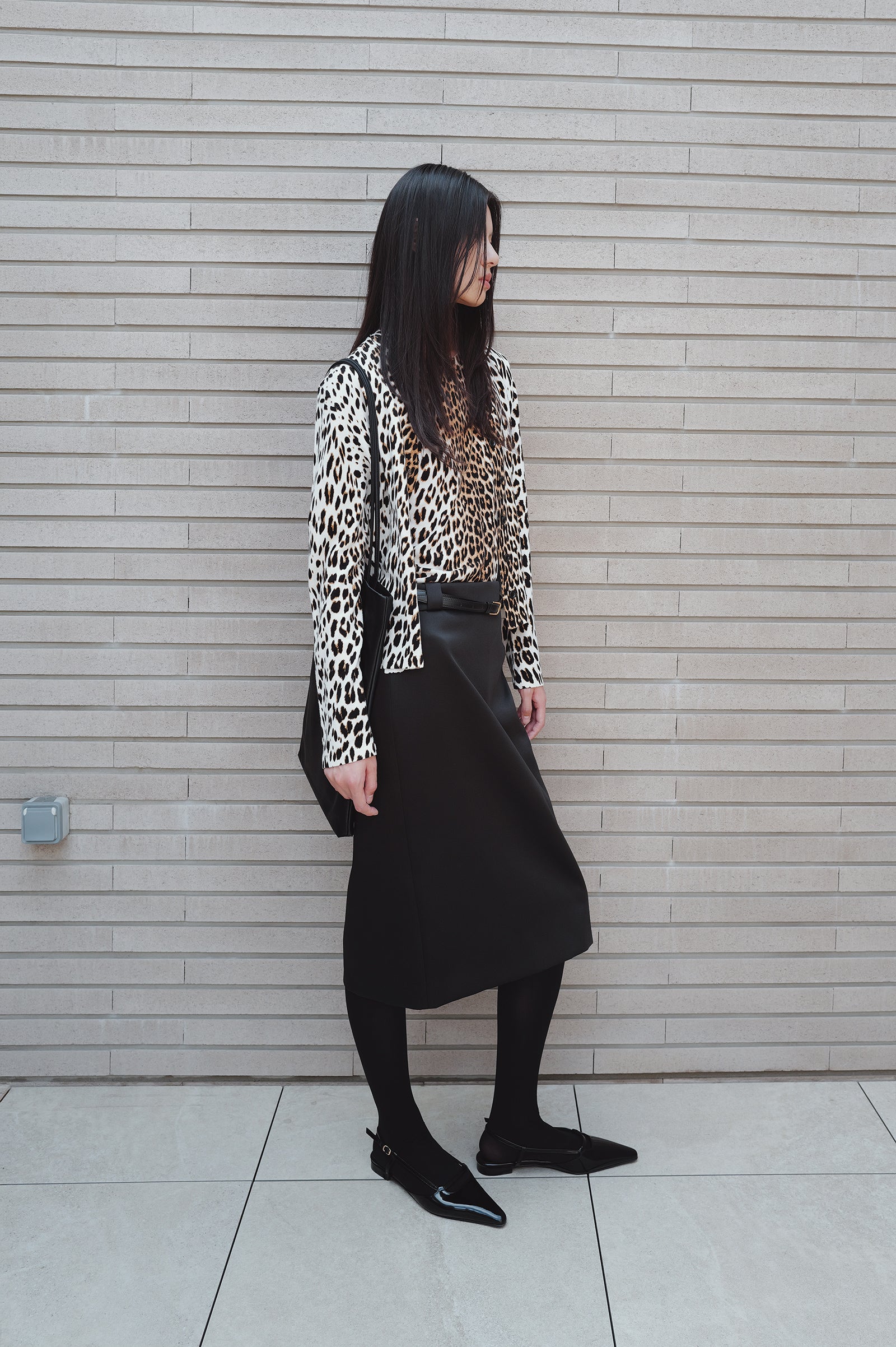 Satin Midi Skirt Black