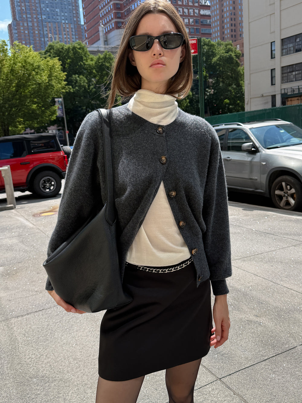 Cashmere 100 Double-faced Cardigan Charcoal