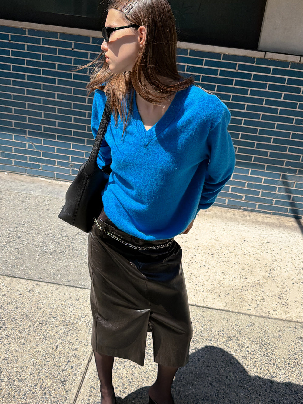 Cashmere 100% V-neck Knit Cobalt
