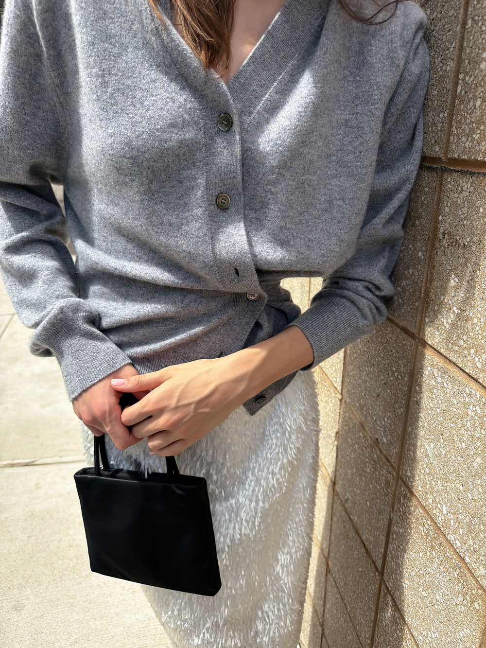 Cashmere 100 Padded Cardigan Grey