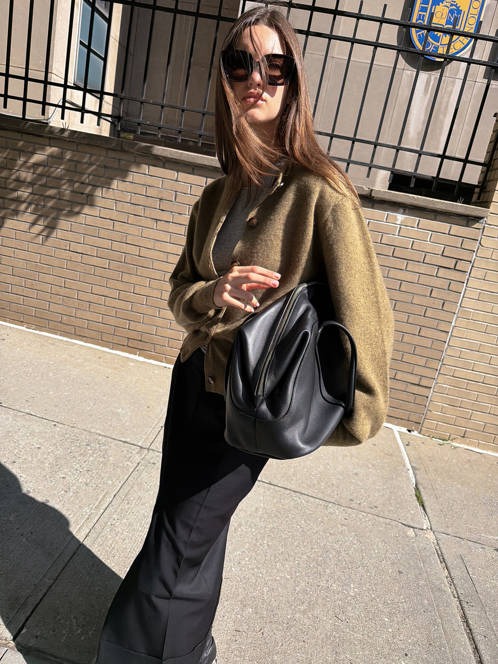 100% Cashmere Double-knit Cardigan Khaki Brown