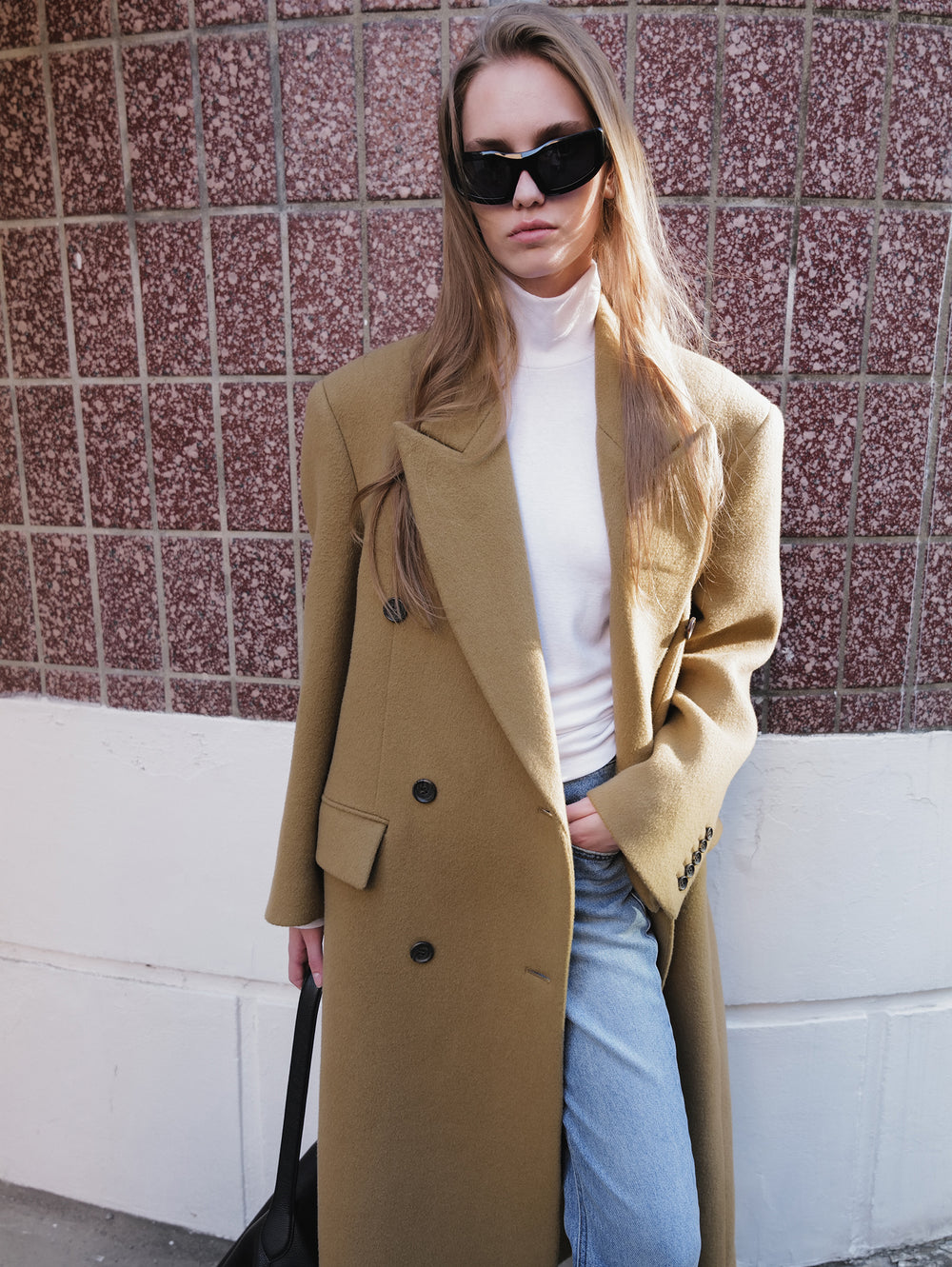 Double Tailored Long Coat Camel