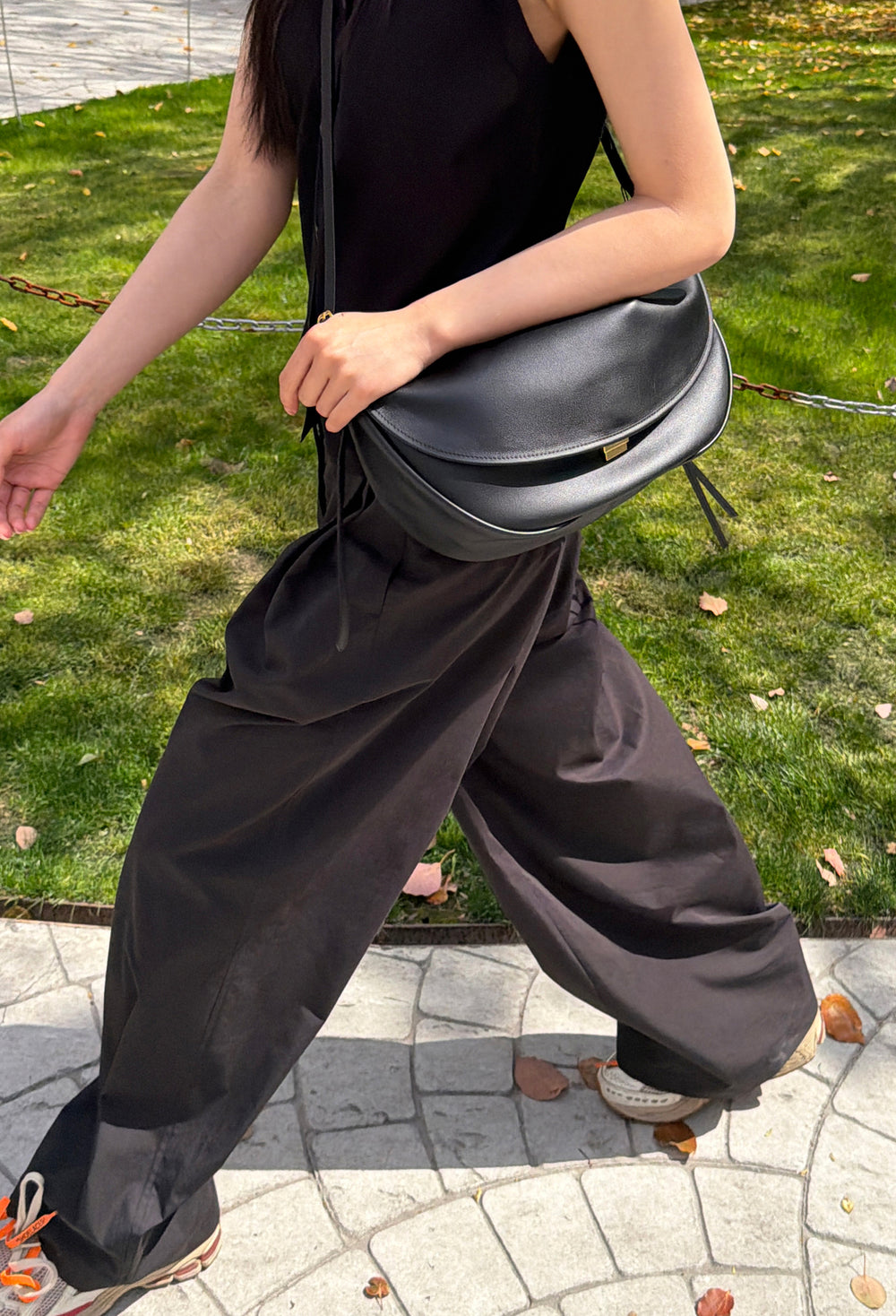 Cotton Pintuck Trousers Black