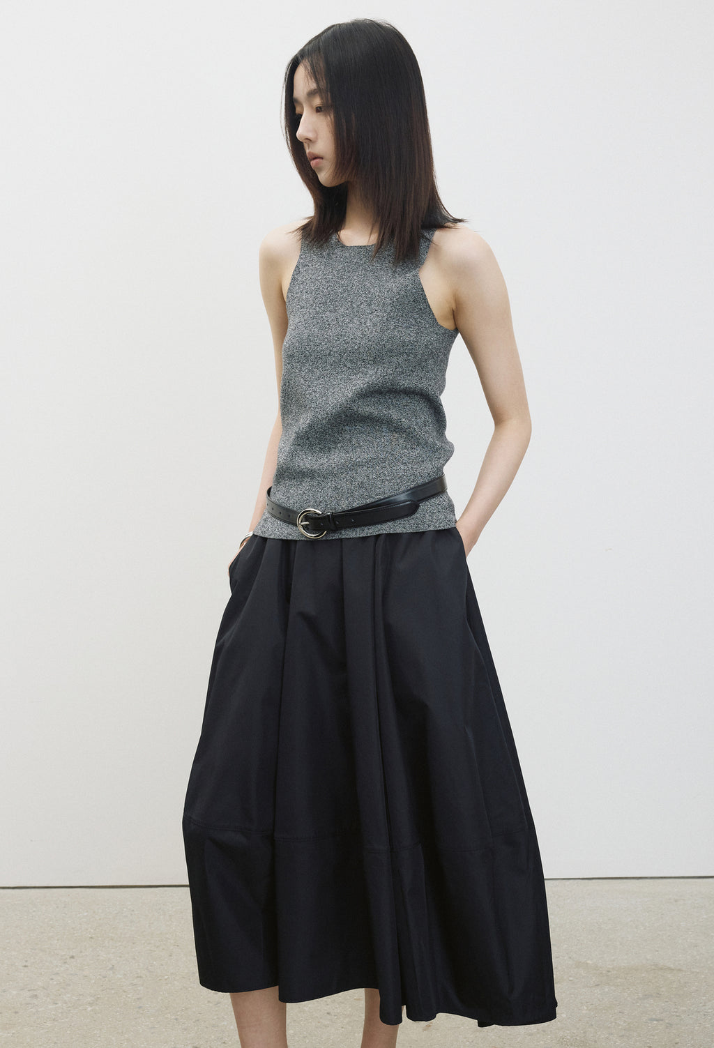 Washable Wool Cotton Curved Top Melan Black