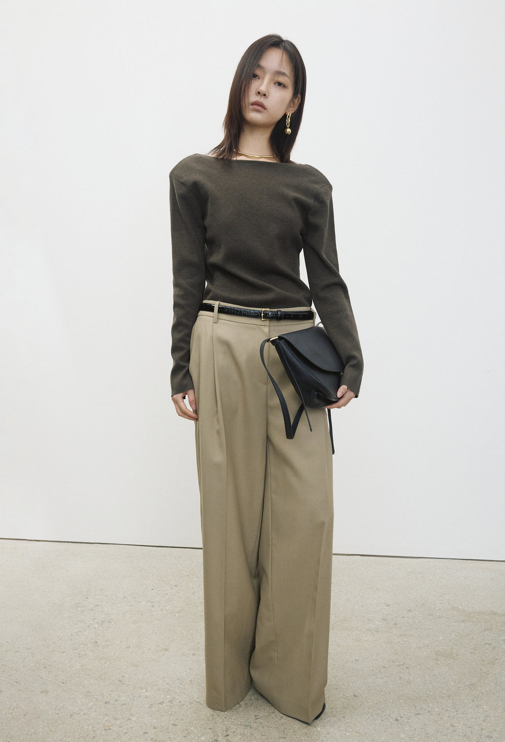 Washable Wool Cotton Knit Khaki