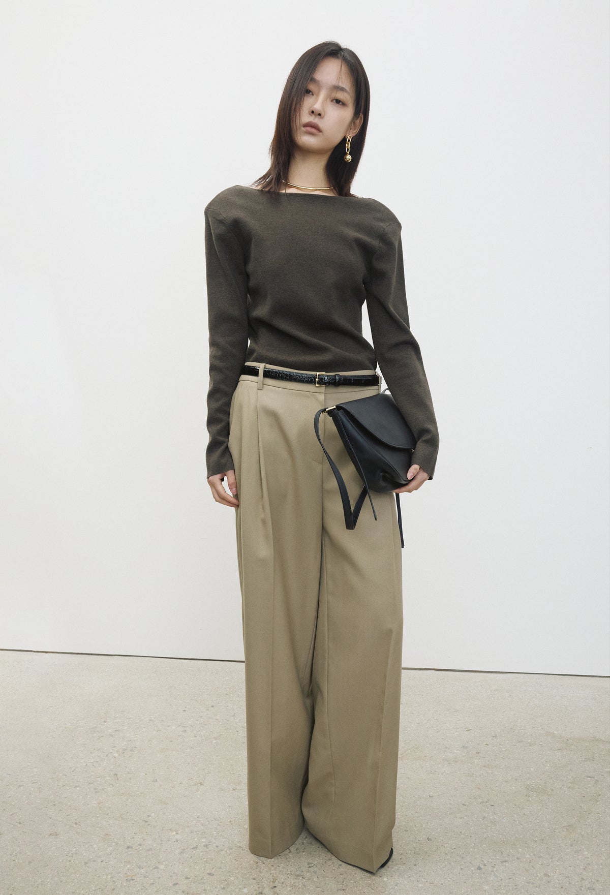 Washable Wool Cotton Knit Khaki