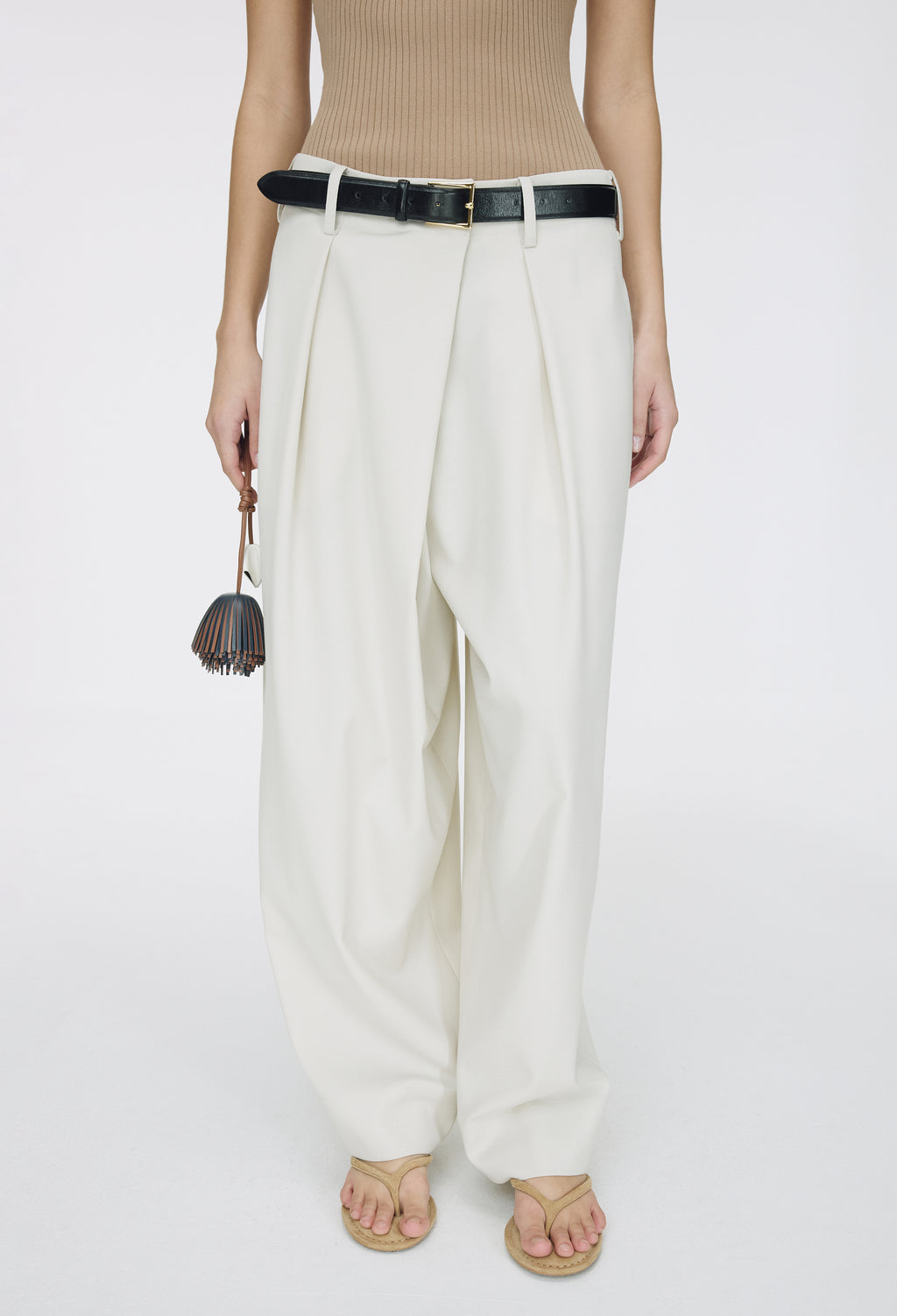 Wool Wrap Trousers Light Beige