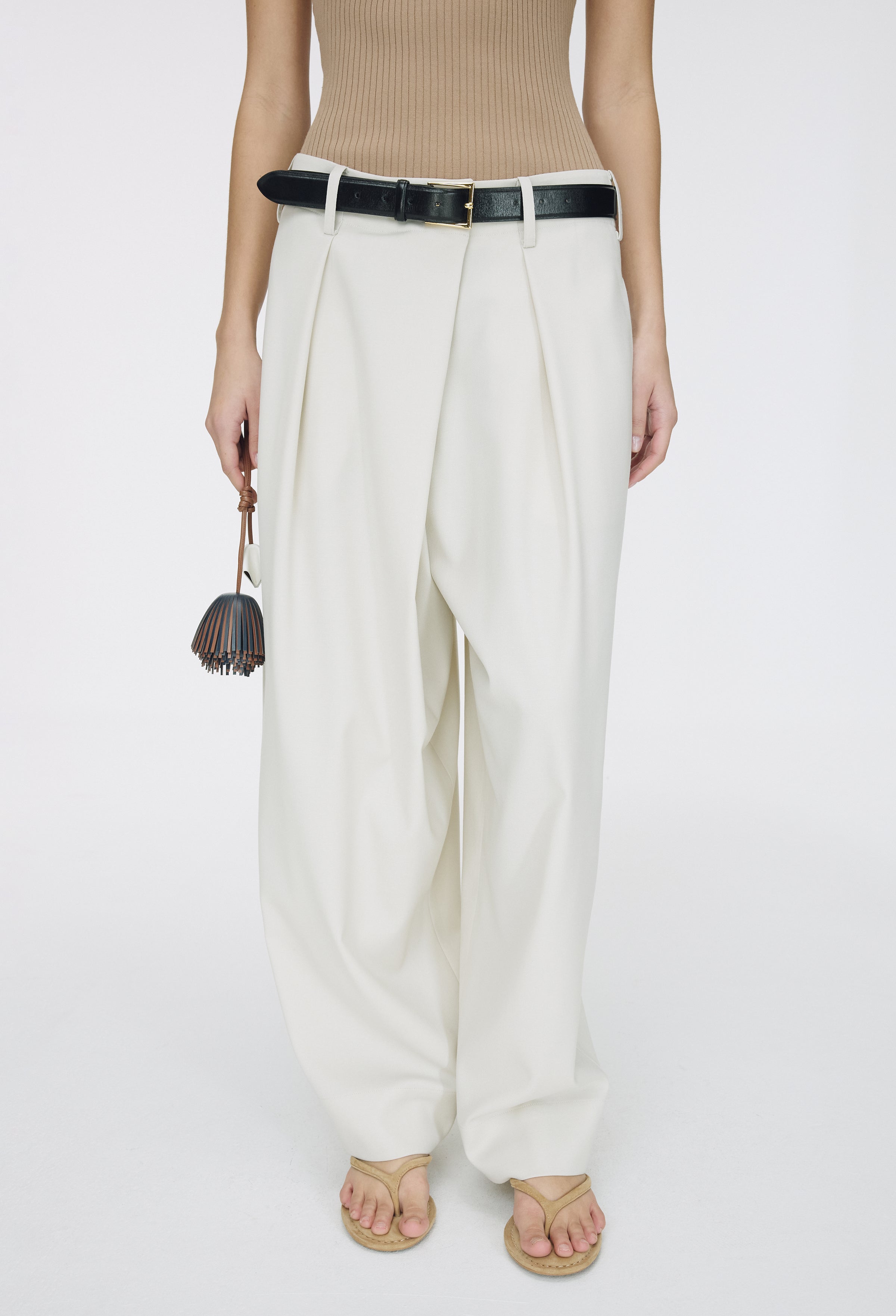 Wool Wrap Trousers Light Beige