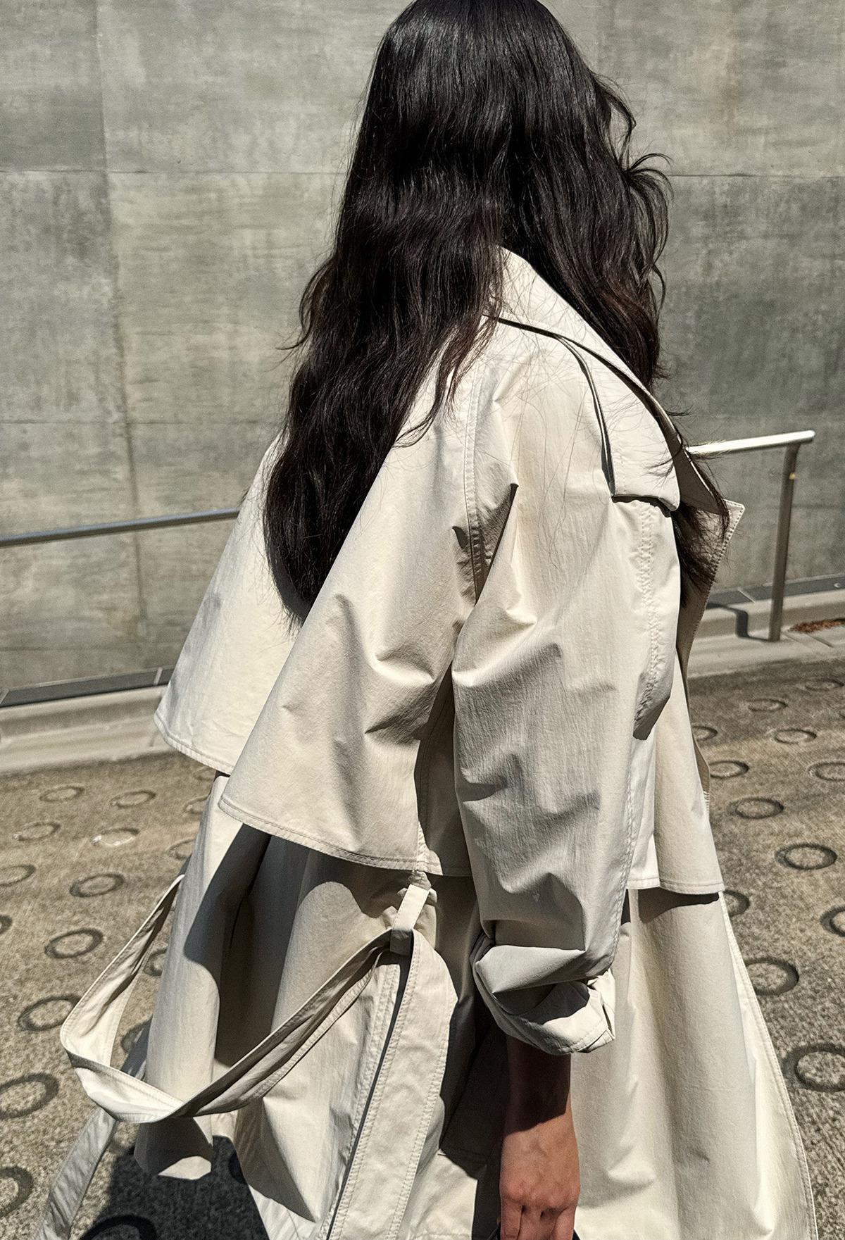 하프 트렌치 코트 베이지