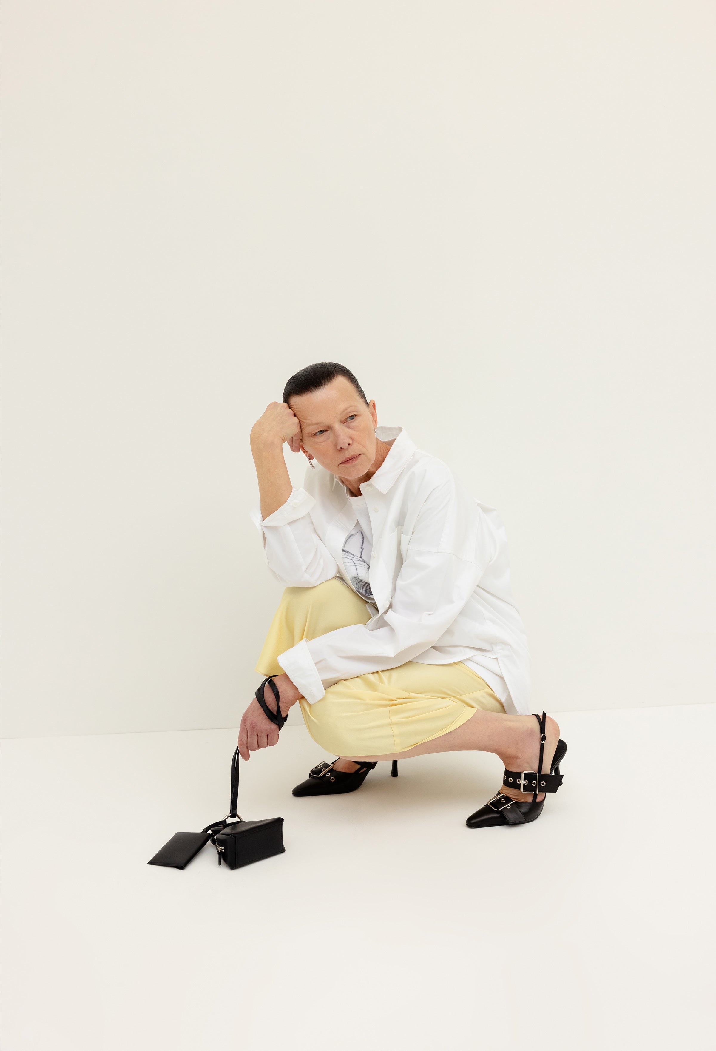 폴리쉬 새틴 스커트 옐로우