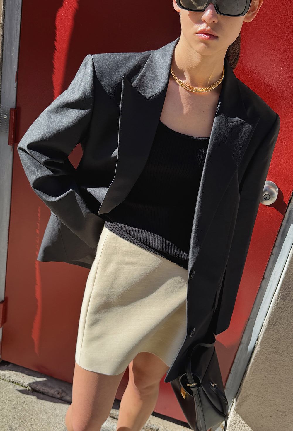 Wool Wrap Mini Skirt Beige