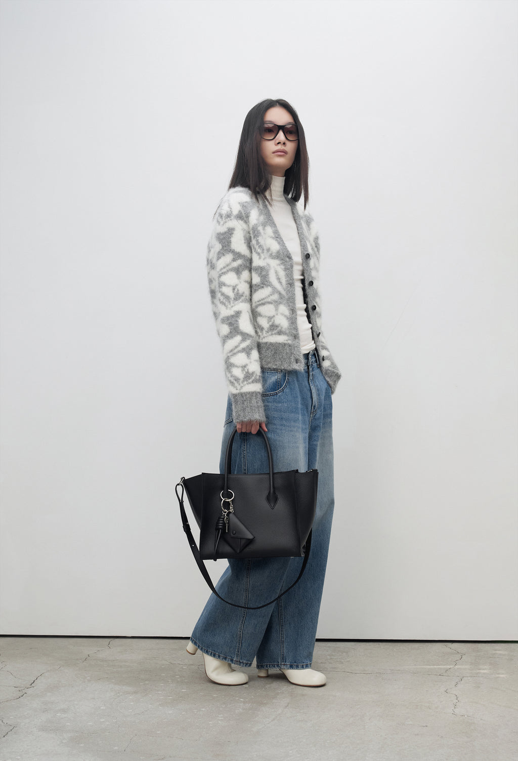 Alpaca Jacquard Cardigan Gray