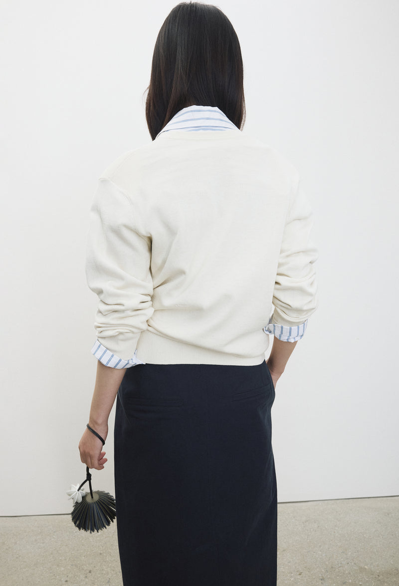 Silk Blend Padded Cardigan Ivory