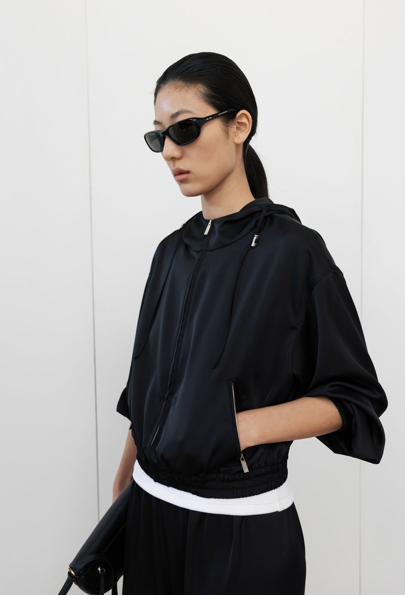 Satin Banding Pants Black