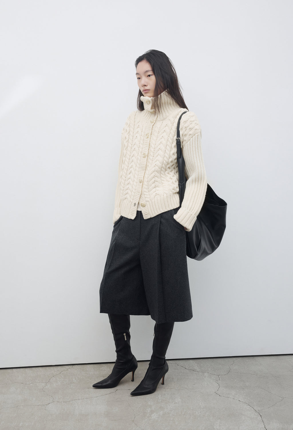 [리퍼브] 울 케이블 가디건 아이보리