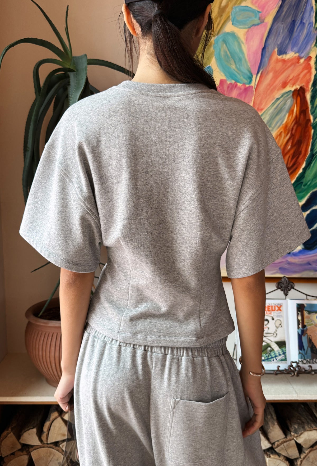 데일리 라운지 티셔츠 그레이
