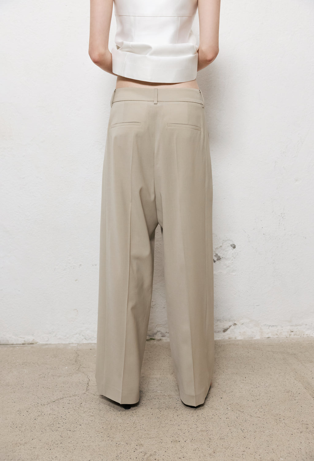 Summer Wool Banded Pants Light Beige