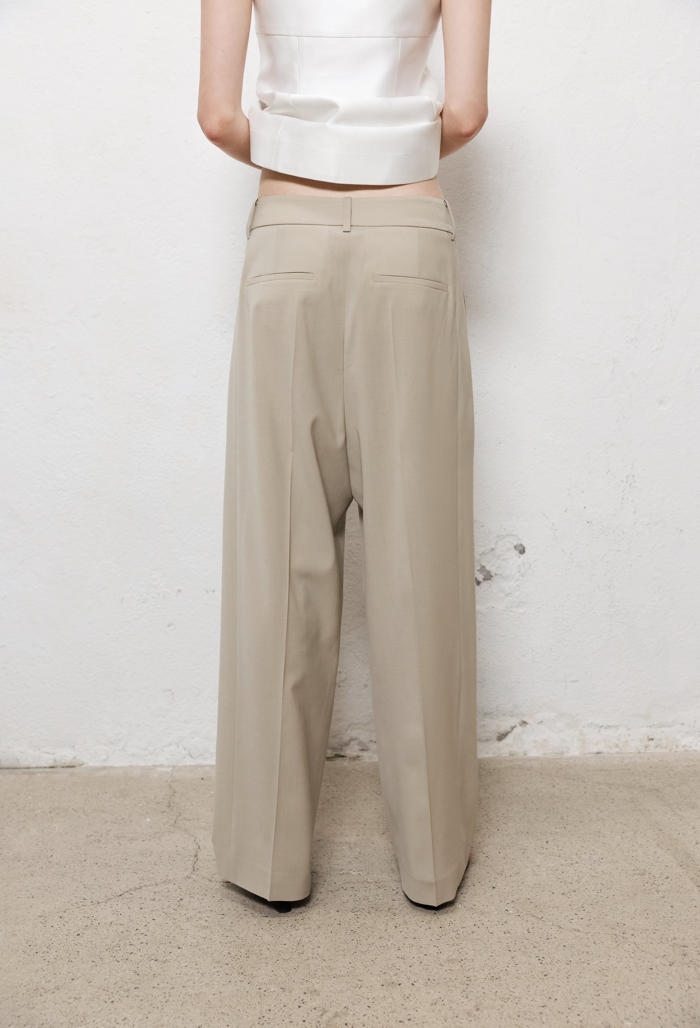 Summer Wool Banded Pants Light Beige